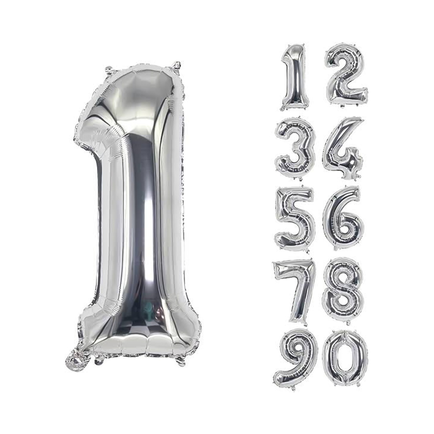 Silver Number Balloon
